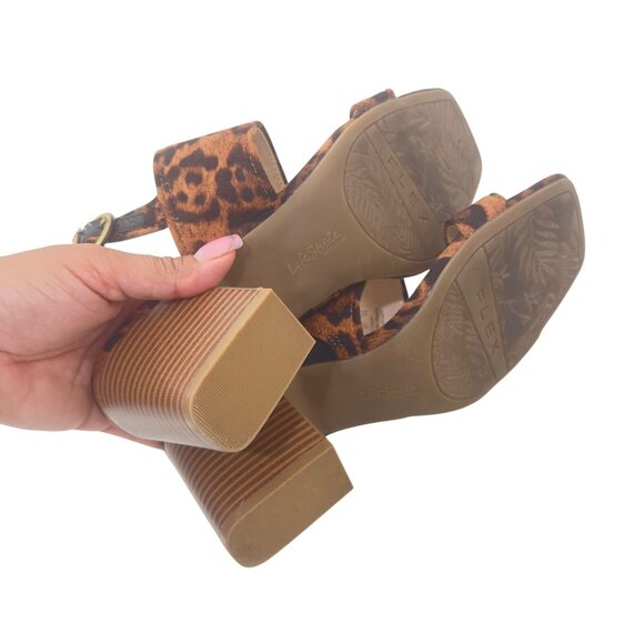 LifeStride TEDDI Women SZ 7W Leopard Print Open-Toe Block Heel Sandal Faux Suede - Picture 8 of 14